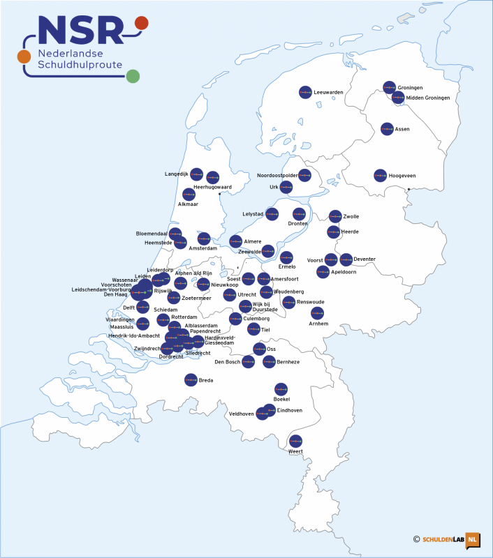 Kaart Nederlandse Schuldhulproute